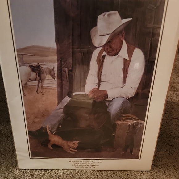 Cowboy ArtVerne Tossey Print with Cat and Horse 1985 New Old Print 